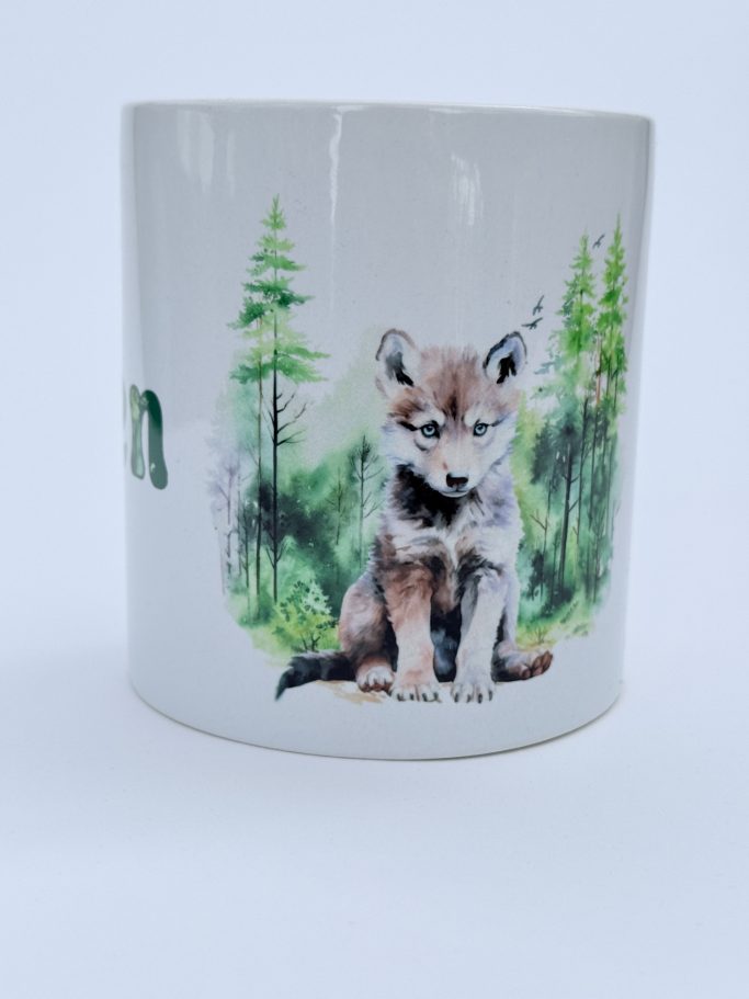Spardose mit Wolf-Motiv, sublimiert