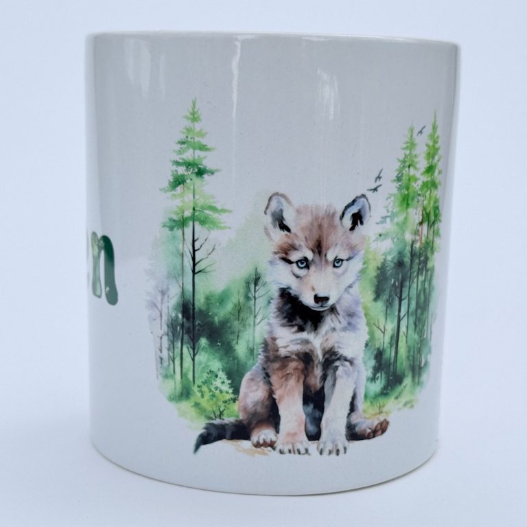 Spardose mit Wolf-Motiv, sublimiert