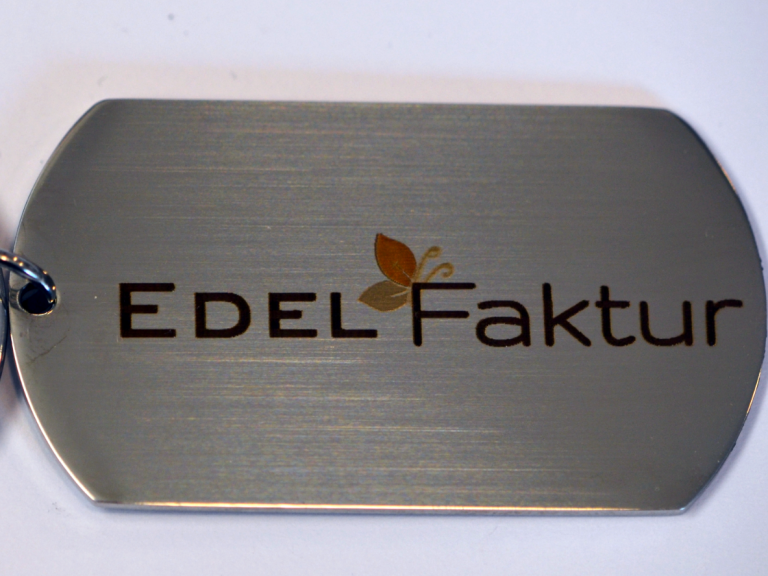 Edelstahl Schlüsselanhänger mit Logo Edelfaktur